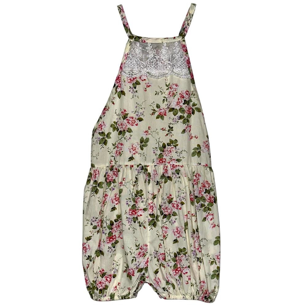 Baileys Blossoms Baby Cream Floral Cottagecore Bubble Romper Size 6-9M